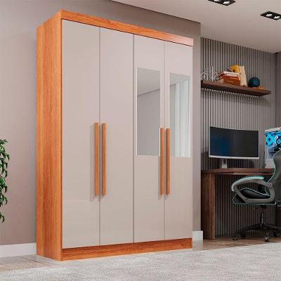 Guarda Roupa Casal Recife 4 Portas Bater 2 Gavetas Cinamomo Off White Sallêto