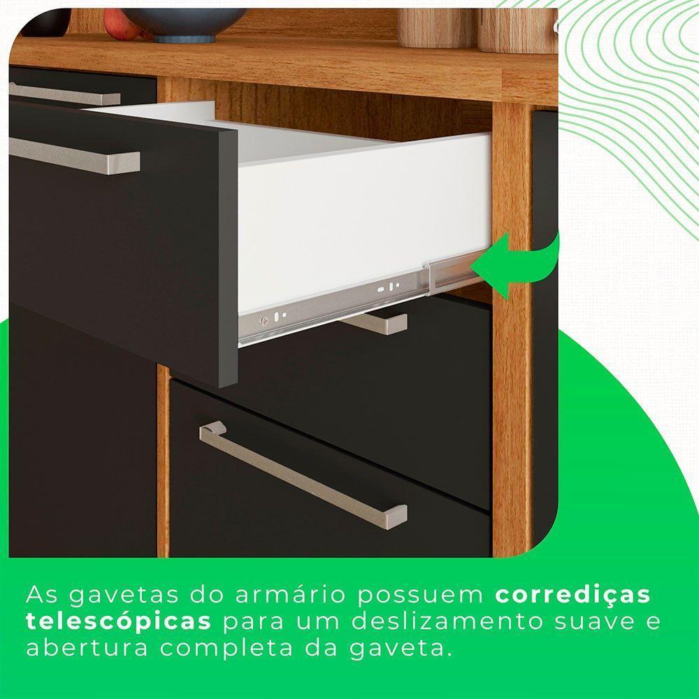 Cozinha Compacta 2 Peças 5 Portas 2 Gavetas Paris Sallêto Cinamomo Com Grafite - 8