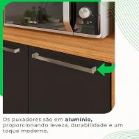 Cozinha Compacta 2 Peças 5 Portas 2 Gavetas Paris Sallêto Cinamomo Com Grafite