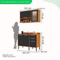 Cozinha Compacta 2 Peças 5 Portas 2 Gavetas Paris Sallêto Cinamomo Com Grafite - 5