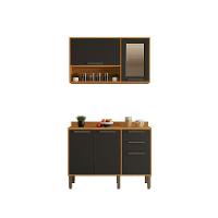 Cozinha Compacta 2 Peças 5 Portas 2 Gavetas Paris Sallêto Cinamomo Com Grafite - 10