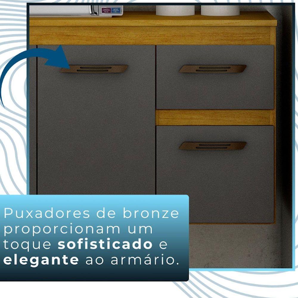 Cozinha Compacta Suspensa 8 Portas 1 Gaveta Brisa Chf Móveis Cinamomo Com Grafite - 2