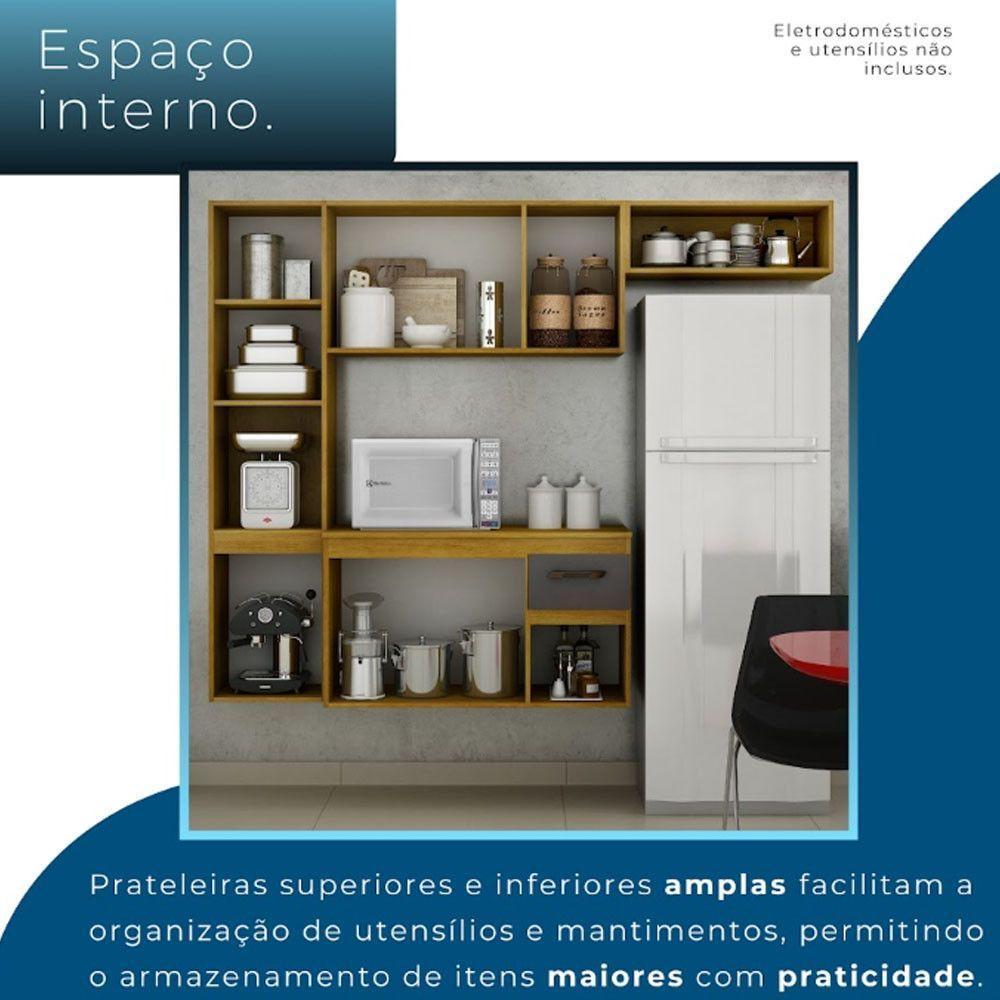 Cozinha Compacta Suspensa 8 Portas 1 Gaveta Brisa Chf Móveis Cinamomo Com Grafite - 4