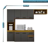 Cozinha Compacta Suspensa 8 Portas 1 Gaveta Brisa Chf Móveis Cinamomo Com Grafite - 3