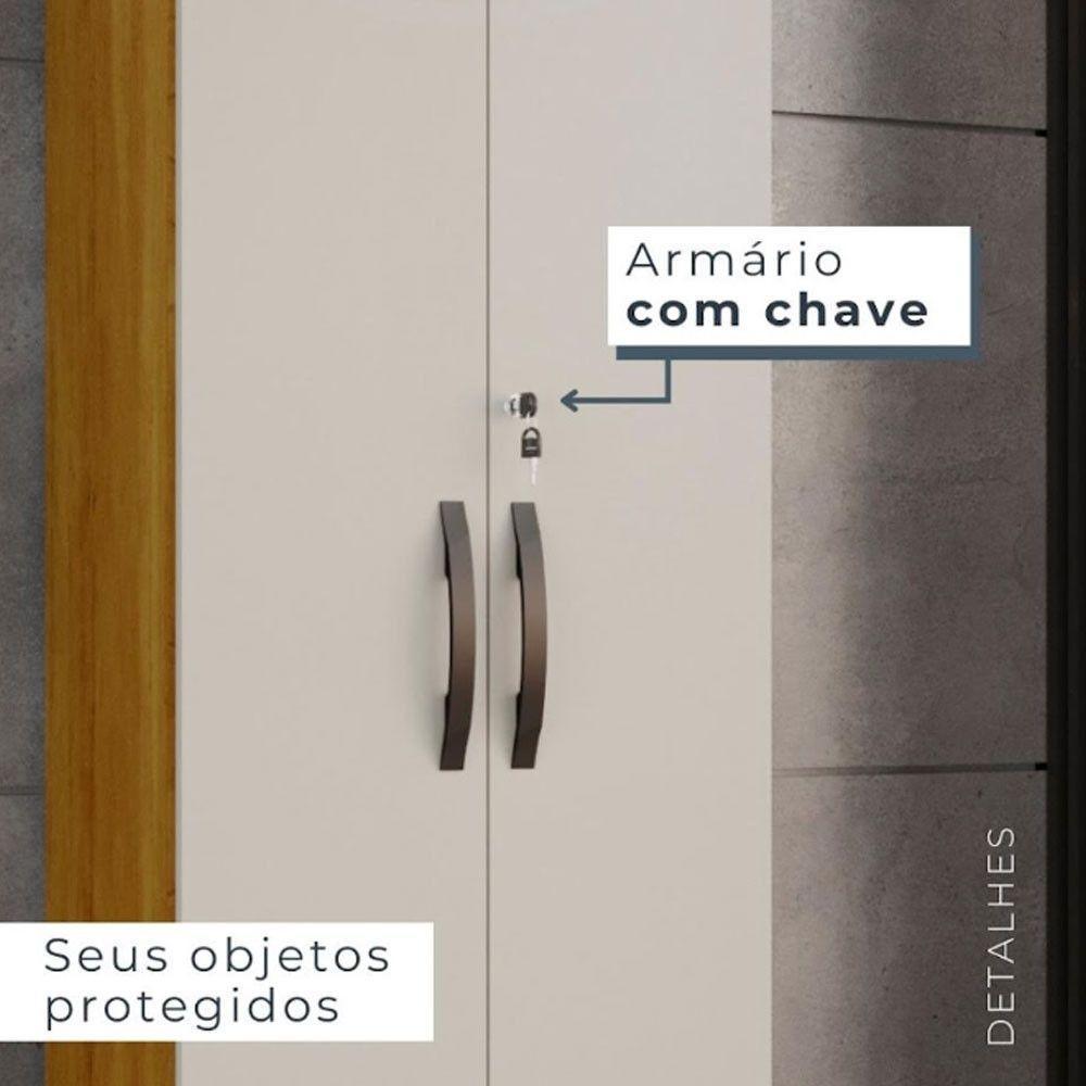 Armário Multiuso 2 Portas Caio Chf Móveis Cinamomo Com Off White - 2