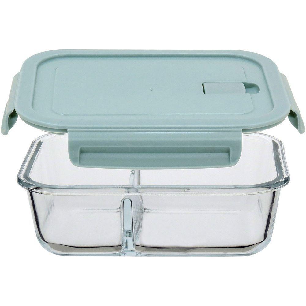 Pote Hermético Com 2 Divisoes Vidro Temperado 1l 21x16x7cm Transparente - 1