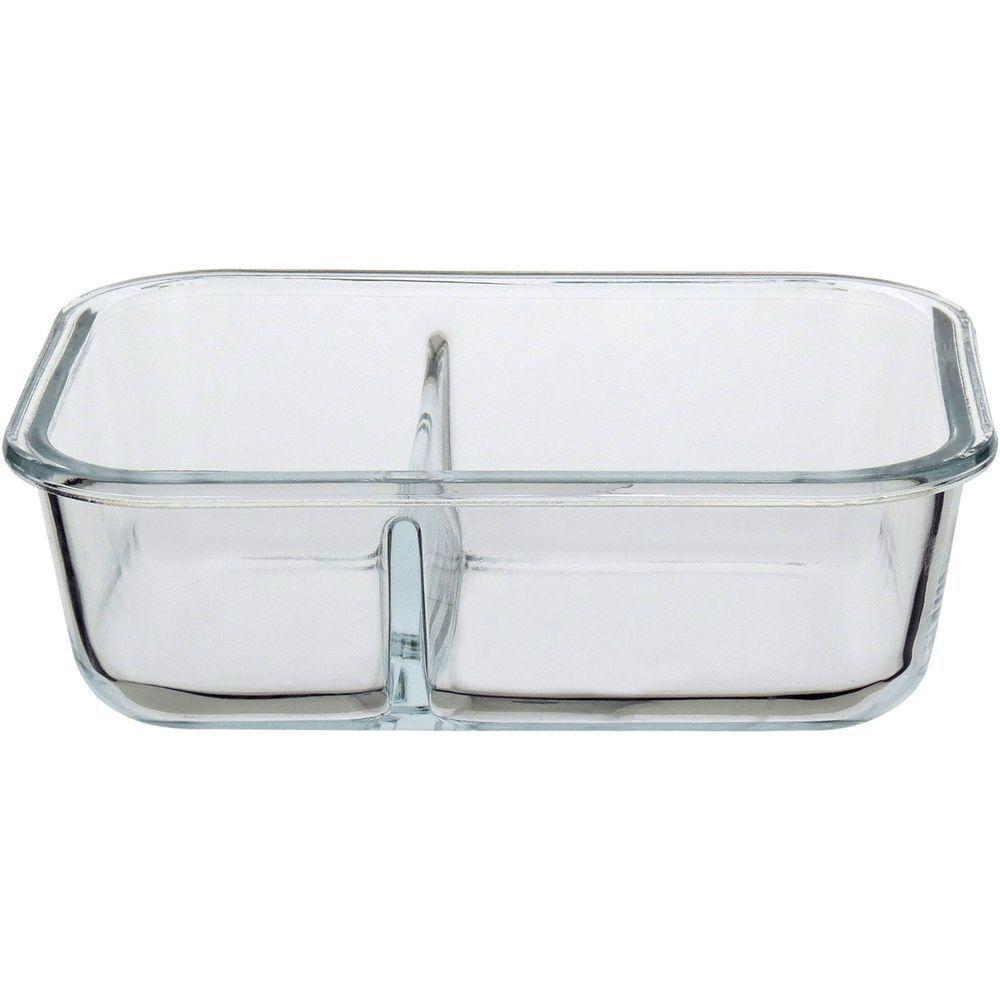 Pote Hermético Com 2 Divisoes Vidro Temperado 1l 21x16x7cm Transparente - 3