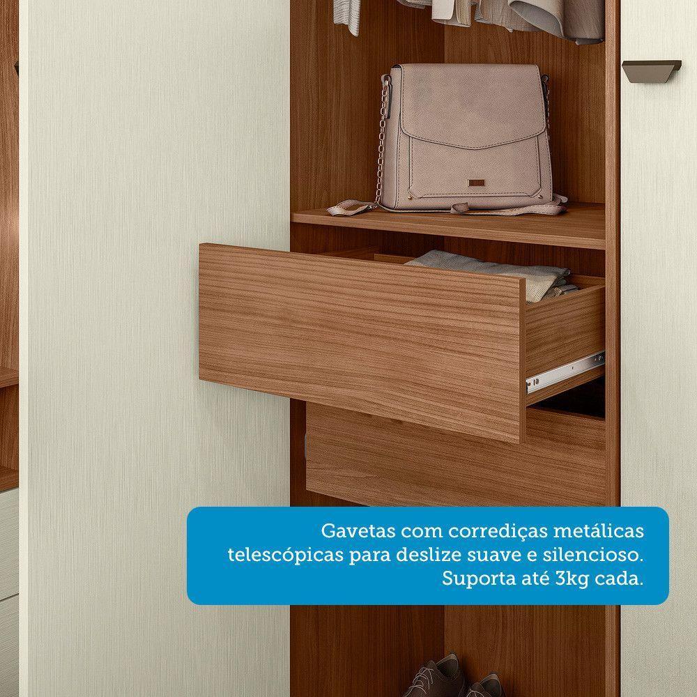 Guarda Roupas De Canto Com 7 Portas E 4 Gavetas E Cabeceira Lugano Santos Andirá Jatoba-areia - 4
