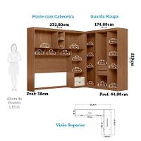 Guarda Roupas De Canto Com 7 Portas E 4 Gavetas E Cabeceira Lugano Santos Andirá Jatoba-areia - 10