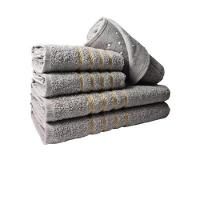 Jogo De Toalha 2 Banho 2 Rosto 1 Piso - 5pçs Coleção Montreal 100% Algodão - Cinza - 5