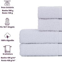 Jogo De Toalhas De Banho 4 Peças 100% Algodão Alta Absorção (2 Banho + 2 Rosto ) Padrão Hotel/pousada - Branca - 6