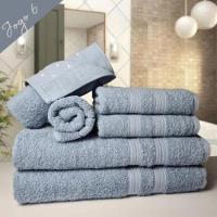 Jogo De Toalhas 6 Pçs Luxo 2 Banho 2 Rosto 2 Tapete Azul - 2