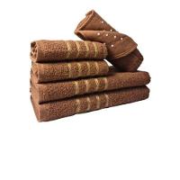 Jogo De Toalha 2 Banho 2 Rosto 1 Piso - 5pçs Coleção Montreal 100% Algodão - Marrom - 1