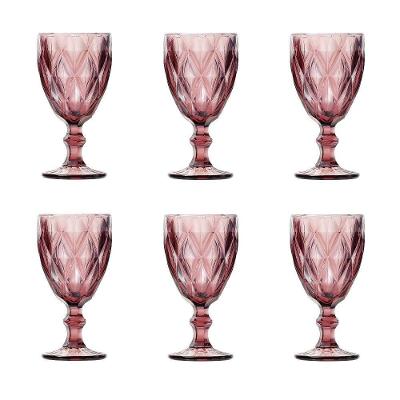 Conjunto de Taças de Vidro para Água Diamonds 6 Peças 325ML Rosa Lyor