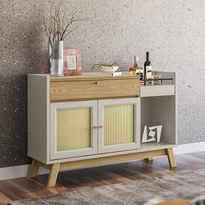 Aparador Buffet Retrô Bar Classico Linea Brasil Piemont Carvalho Off White