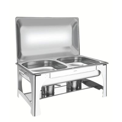 Rechaud Retangular 2 Cubas 8,4 L Em Aço Inox Banho Maria