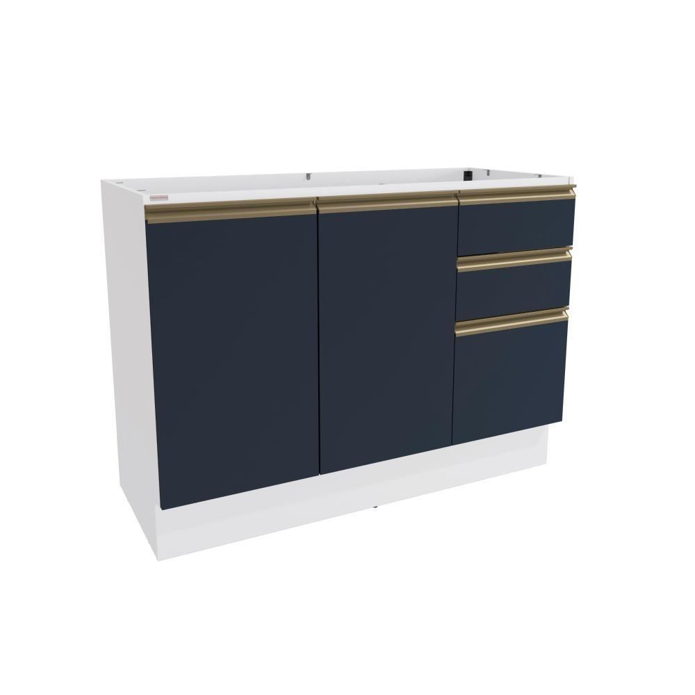 Balcão De Pia Celeste Kappesberg 100% Mdf 2 Portas 3 Gavetas Branco/azul 120cm - 1