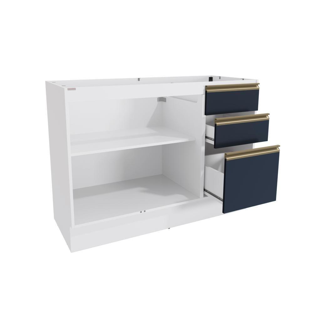 Balcão De Pia Celeste Kappesberg 100% Mdf 2 Portas 3 Gavetas Branco/azul 120cm - 4