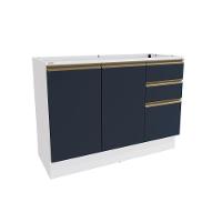 Balcão De Pia Celeste Kappesberg 100% Mdf 2 Portas 3 Gavetas Branco/azul 120cm - 1