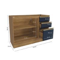 Balcão De Pia Celeste Kappesberg 100% Mdf 2 Portas 3 Gavetas Nogueira/azul 120cm - 2
