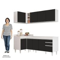 Armário De Cozinha Modulado De Canto Direito 4 Peças Cp40 Balcão Sem Tampo Branco-preto - Lumil - 10