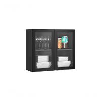 Armário Aéreo Alto Com vidro Cozinhas Itatiaia Exclusive 2 Portas Grafite - 1