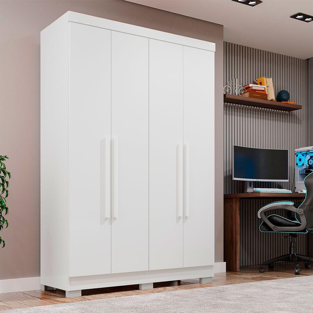 Guarda-roupa Casal Com Pé 4 Portas 2 Gavetas Recife Sallêto Branco - 1