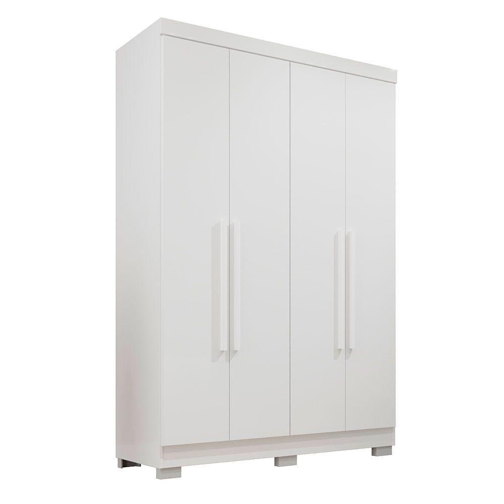 Guarda-roupa Casal Com Pé 4 Portas 2 Gavetas Recife Sallêto Branco - 3