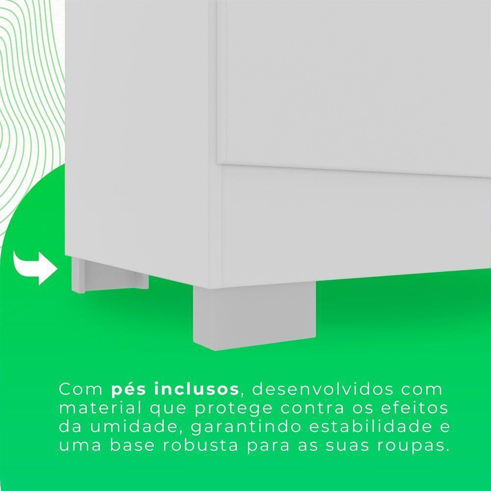 Guarda-roupa Casal Com Pé 4 Portas 2 Gavetas Recife Sallêto Branco - 4