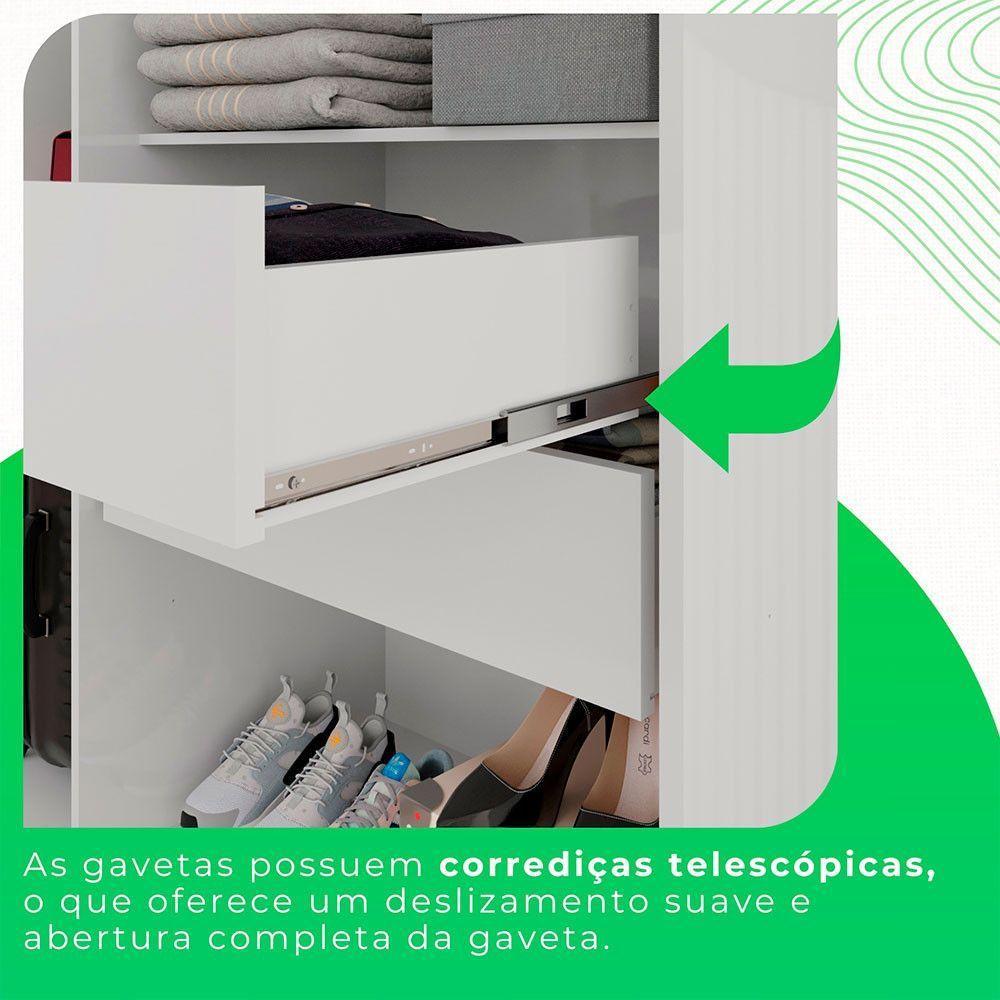 Guarda-roupa Casal Com Pé 4 Portas 2 Gavetas Recife Sallêto Branco - 10