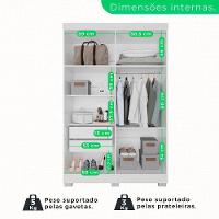 Guarda-roupa Casal Com Pé 4 Portas 2 Gavetas Recife Sallêto Branco - 2