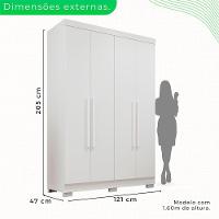 Guarda-roupa Casal Com Pé 4 Portas 2 Gavetas Recife Sallêto Branco - 6