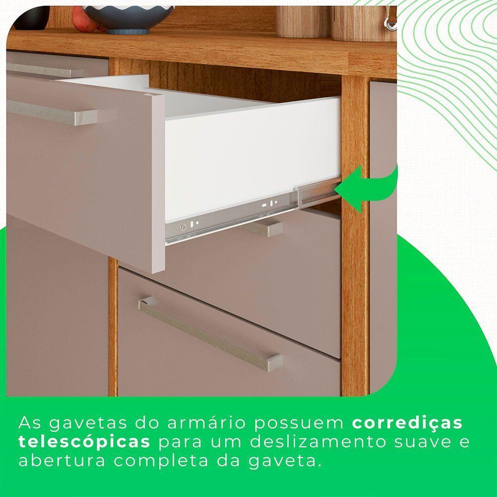 Cozinha Compacta 4 Peças 9 Portas 2 Gavetas Paris Sallêto Cinamomo Com Off White - 3