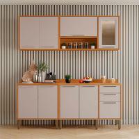 Cozinha Compacta 4 Peças 9 Portas 2 Gavetas Paris Sallêto Cinamomo Com Off White - 1