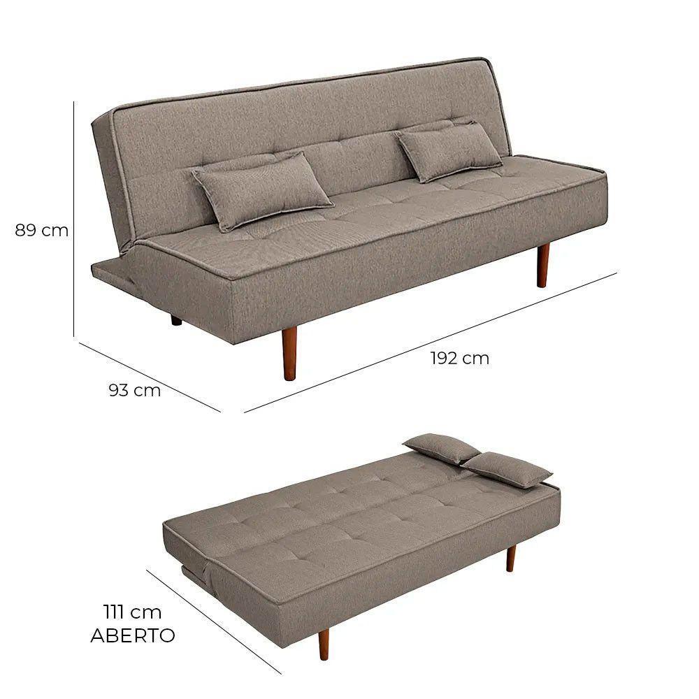 Sofá Cama Silver Linho Carvalho 1,92 - Shop Das Cabeceiras Carvalho - 3