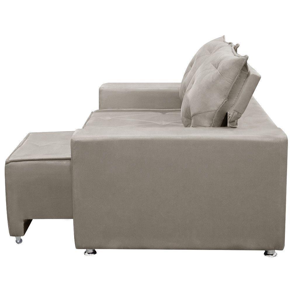 Sofá 2 Lugares Retrátil Bariloche Veludo Shop Das Cabeceira Marfim - 2