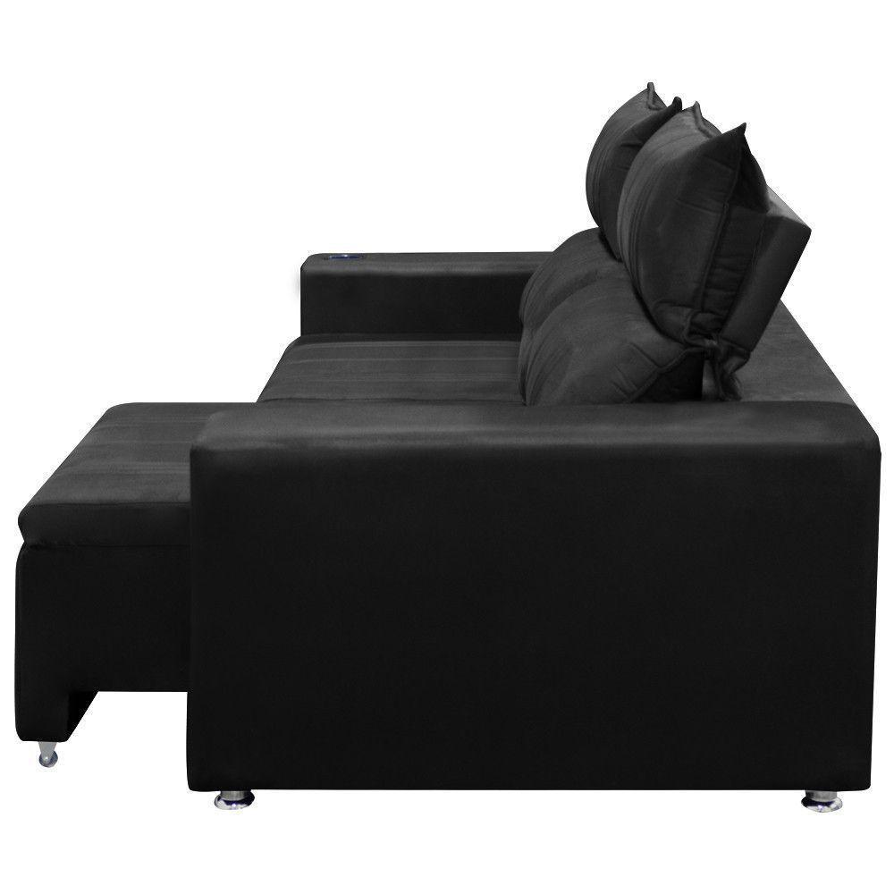 Sofá 2 Lugares Retrátil Madri 1,50m C/molas Veludo Preto - 5