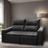 Sofá 2 Lugares Retrátil Madri 1,50m C/molas Veludo Preto - 3