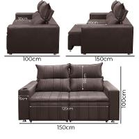 Sofá 2 Lugares Retrátil Madri 1.50cm Shop Das Cabeceiras Café - 2