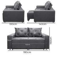 Sofá 2 Lugares Retrátil Bariloche Veludo Shop Das Cabeceira Chumbo - 3