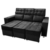 Sofá Retrátil E Reclinável 3 Lugares Londres 2.10cm C/molas Preto