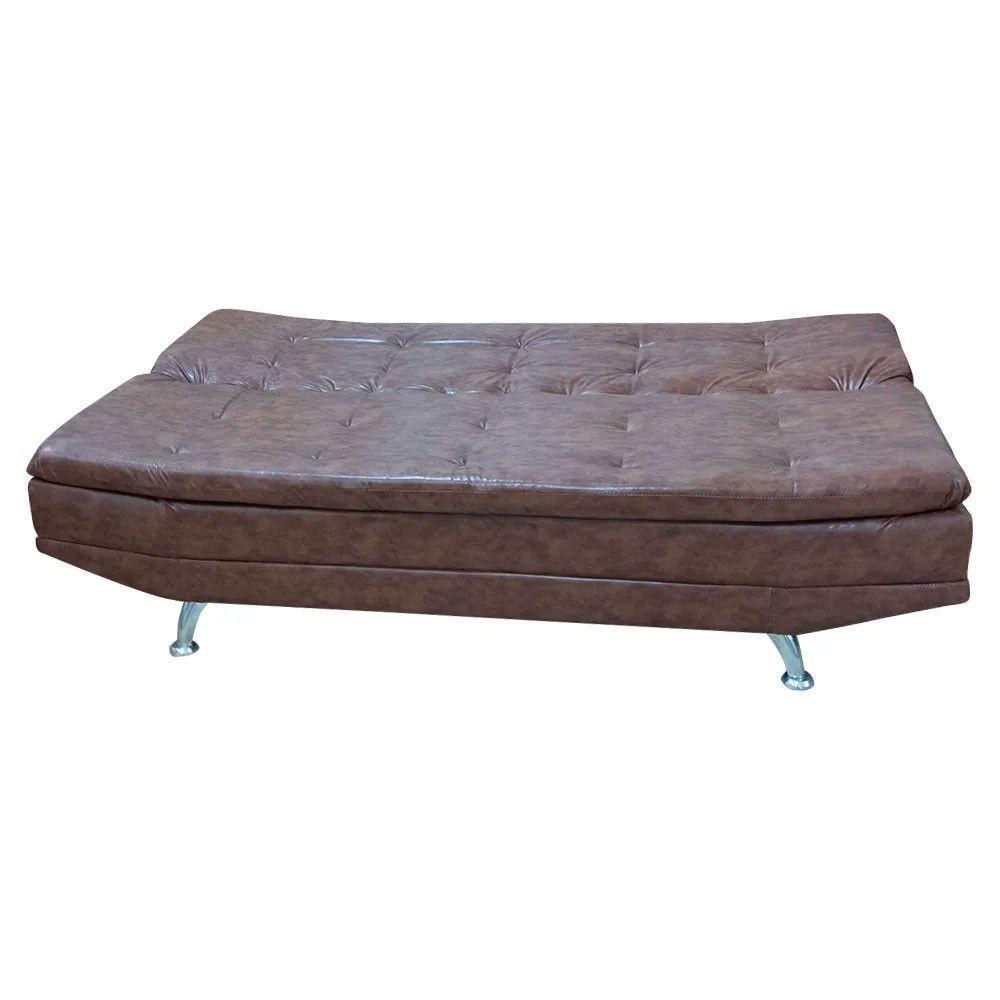 Sofá Valencia Material Sintético Shop Das Cabeceiras Marrom Claro - 3