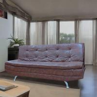 Sofá Valencia Material Sintético Shop Das Cabeceiras Marrom Claro - 5