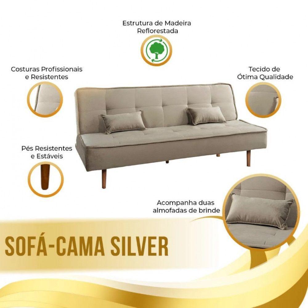 Sofá Silver 3 Lugares Reclinável Bege Shop Das Cabeceiras Bege - 3