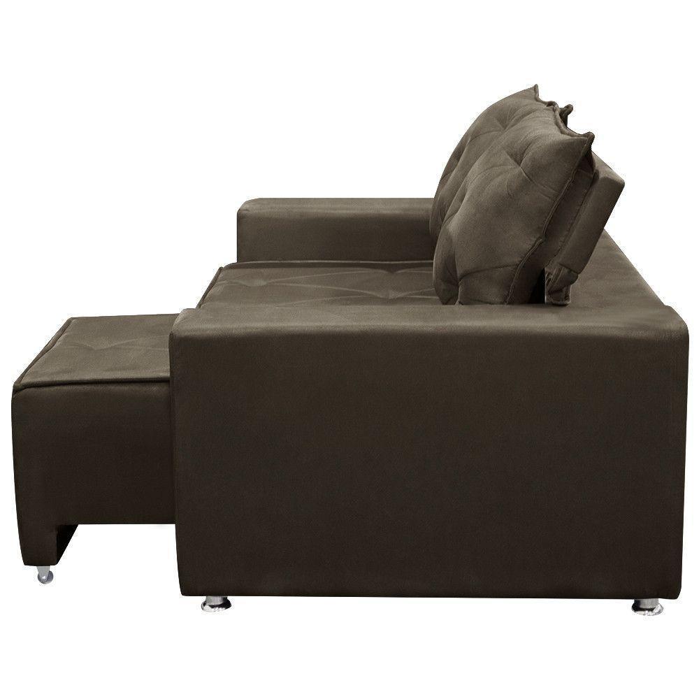 Sofá 2 Lugares Retrátil Bariloche Suede Shop Das Cabeceiras Marrom - 2