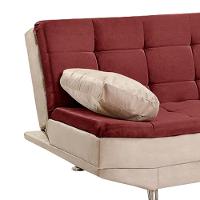 Sofá Valencia 3 Lugares Reclinável Shop Das Cabeceiras Vinho Com Marfim - 5