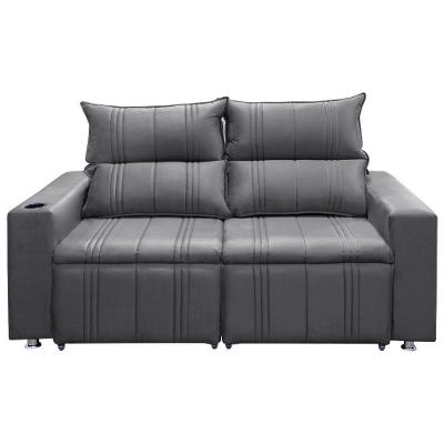 Sofá Retrátil E Reclinável Madri 2 Lug. Shop Das Cabeceiras Chumbo