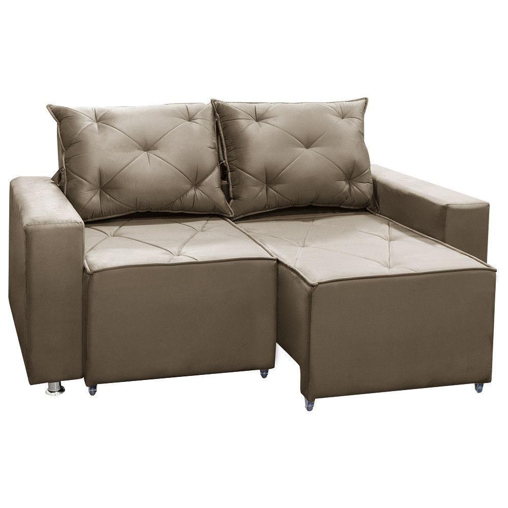 Sofá 2 Lugares Retrátil Bariloche Suede Shop Das Cabeceiras Bege - 5