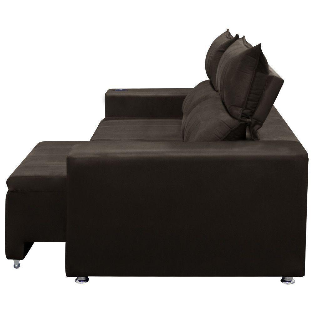 Sofá 2 Lugares Reclinável Madri Suede Shop Das Cabeceiras Marrom - 3