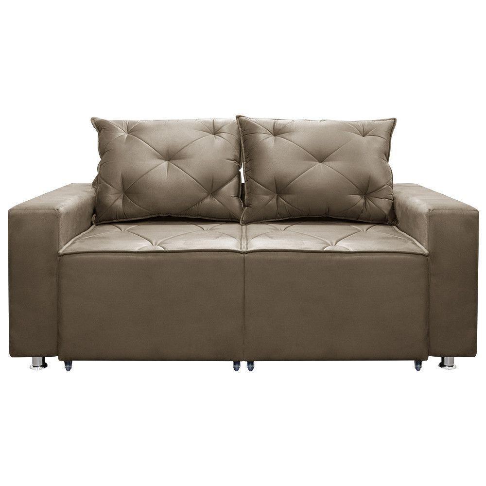Sofá 2 Lugares Bariloche 1.60cm Suede Shop Das Cabeceiras Bege - 1